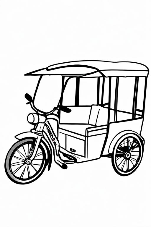 Rickshaw Coloring Page 2 for Kids