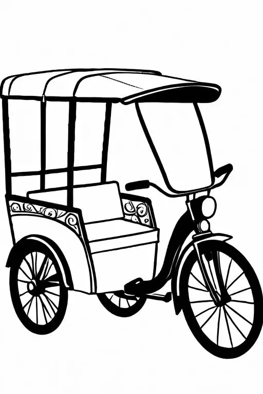 Rickshaw Coloring Page 20 for Kids