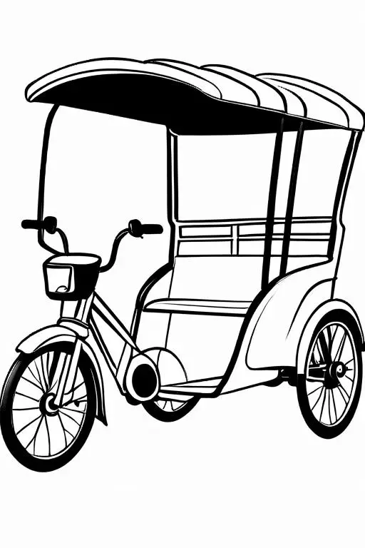 Rickshaw Coloring Page 3 for Kids