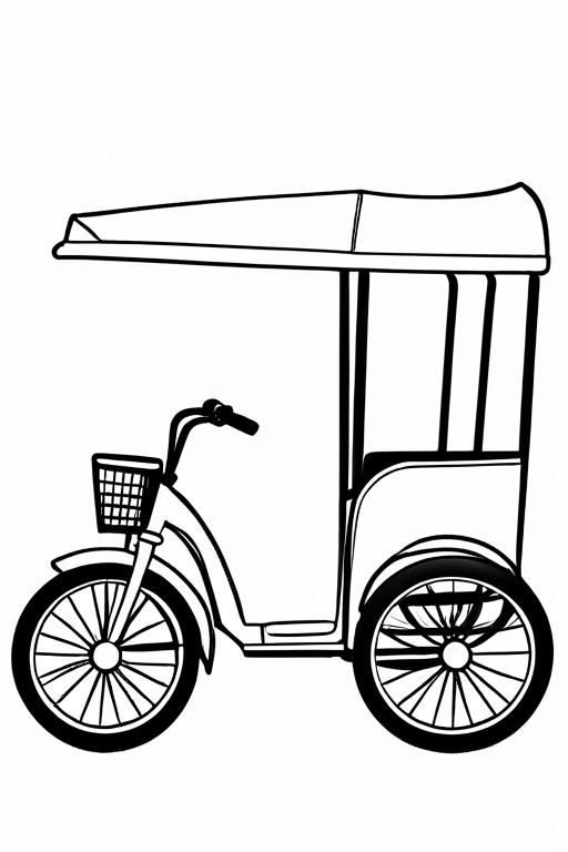 Rickshaw Coloring Page 4 for Kids