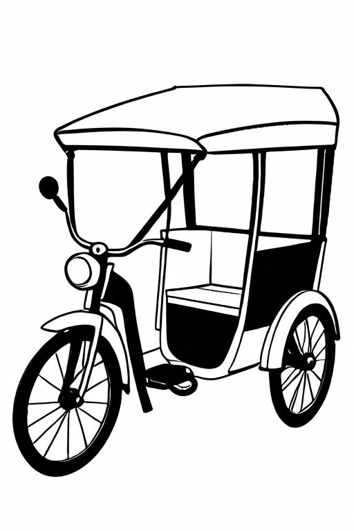 Rickshaw Coloring Page 7 for Kids