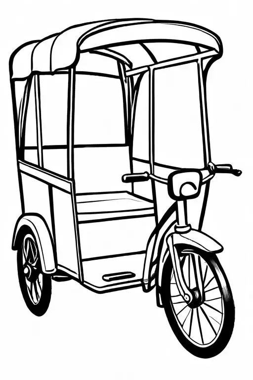 Rickshaw Coloring Page 8 for Kids