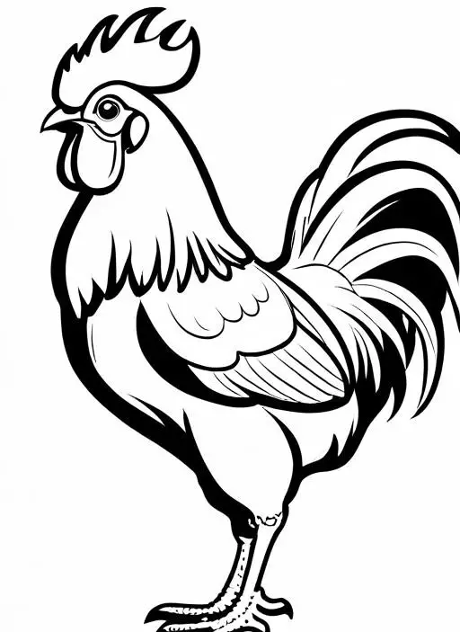 Rooster Coloring Page 1 for Kids