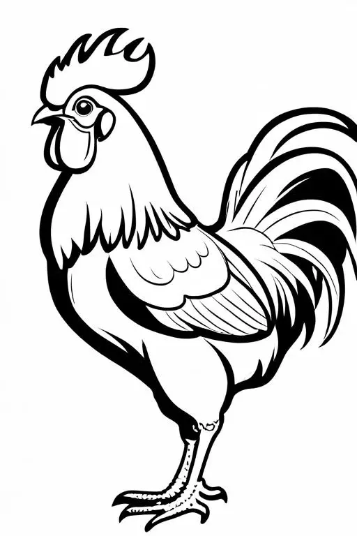 Rooster Coloring Page 1 for Kids