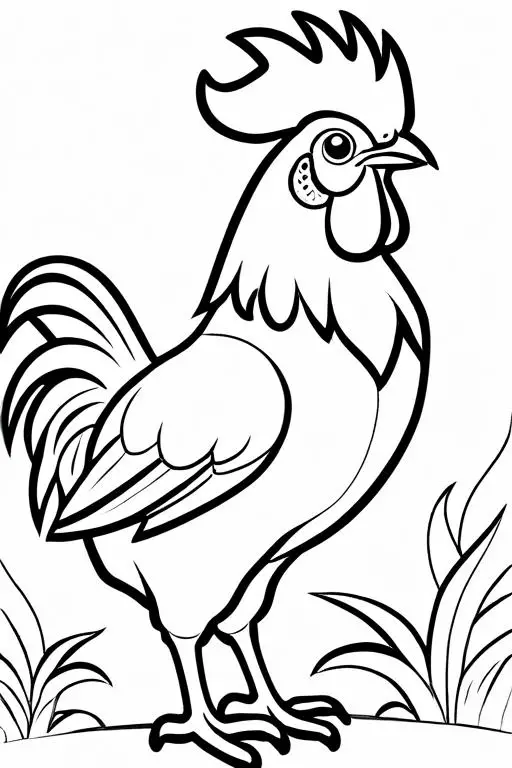 Rooster Coloring Page 3 for Kids