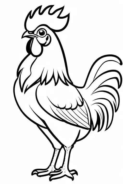 Rooster Coloring Page 4 for Kids