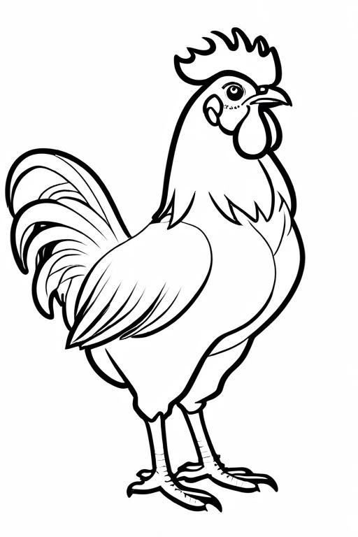 Rooster Coloring Page 6 for Kids