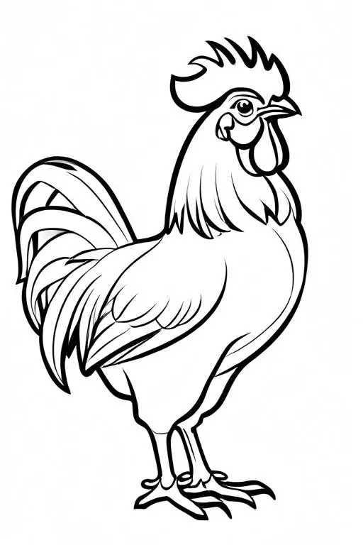 Rooster Coloring Page 7 for Kids