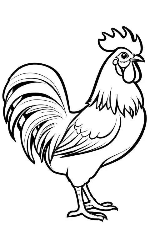 Rooster Coloring Page 8 for Kids