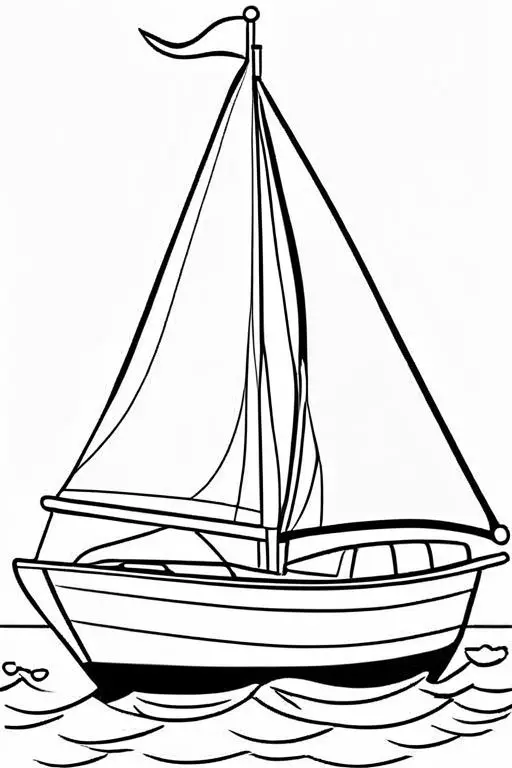 Sailboat Coloring Page 1 for Kids