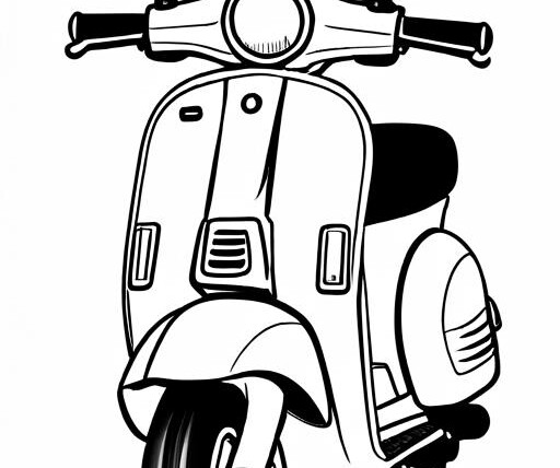 Scooter Coloring Page 1 for Kids