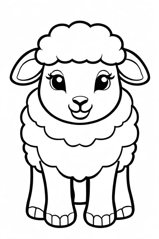 Sheep Coloring Page 1 for Kids