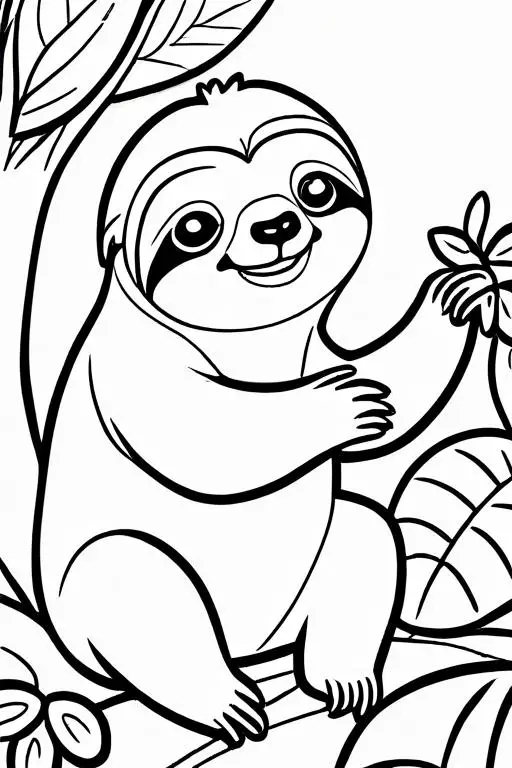 Sloth Coloring Page 1 for Kids