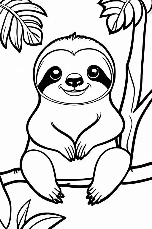 Sloth Coloring Page 2 for Kids