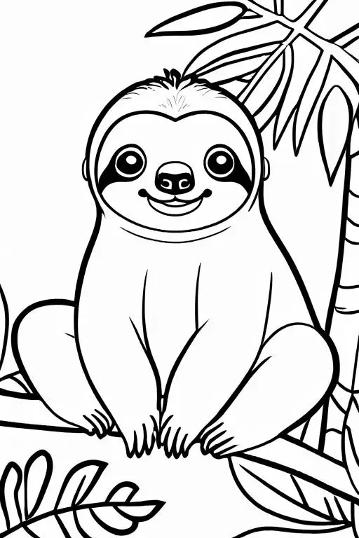 Sloth Coloring Page 3 for Kids