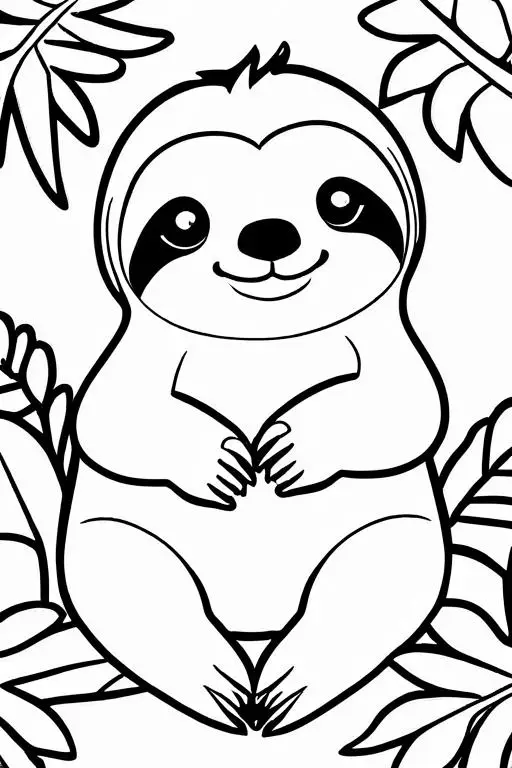 Sloth Coloring Page 6 for Kids