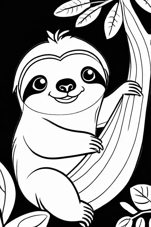 Sloth Coloring Page 9 for Kids