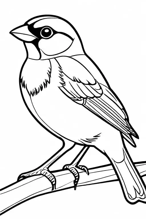 Sparrow Coloring Page 2 for Kids