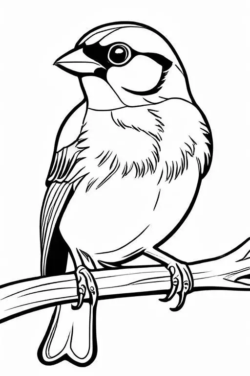 Sparrow Coloring Page 6 for Kids