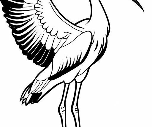 Stork Coloring Page 1 for Kids