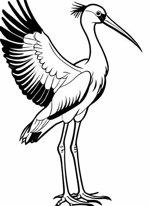 Stork Coloring Page 1 for Kids