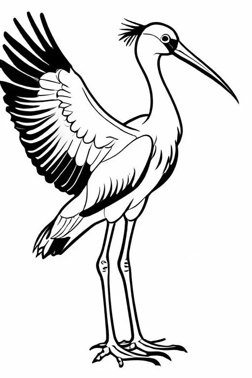 Stork Coloring Page 1 for Kids