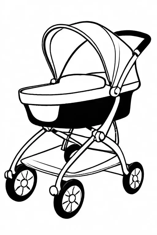 Stroller Coloring Page 17 for Kids