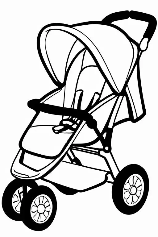 Stroller Coloring Page 2 for Kids