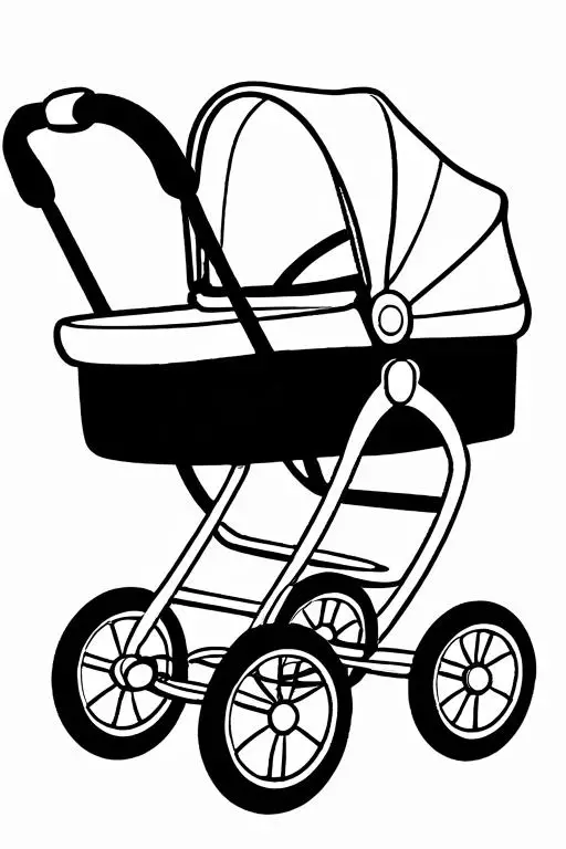 Stroller Coloring Page 3 for Kids