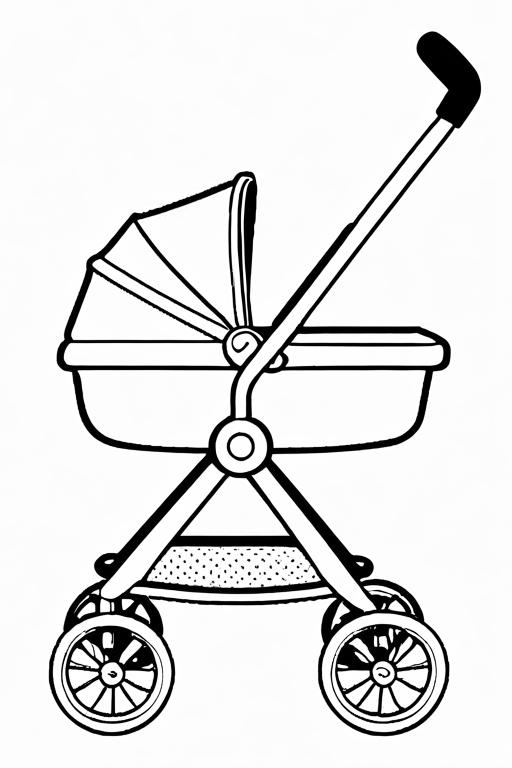 Stroller Coloring Page 7 for Kids