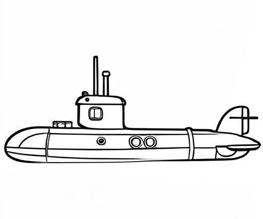 Submarine Coloring Page 1 for Kids