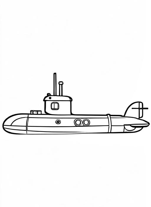 Submarine Coloring Page 1 for Kids