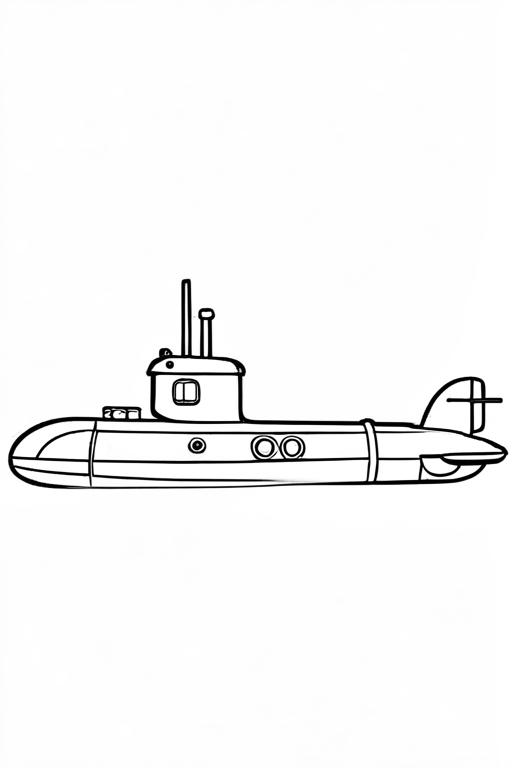 Submarine Coloring Page 1 for Kids