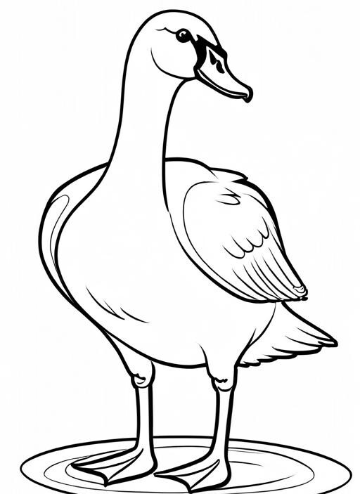 Swan Coloring Page 1 for Kids