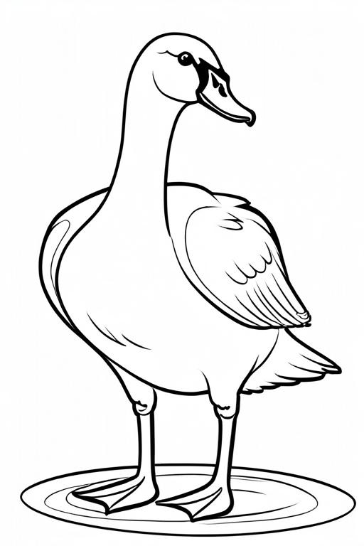 Swan Coloring Page 1 for Kids