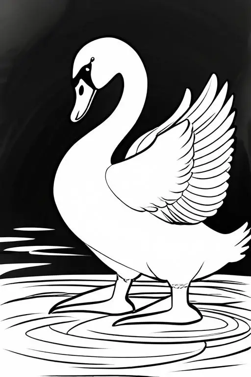 Swan Coloring Page 1 for Kids