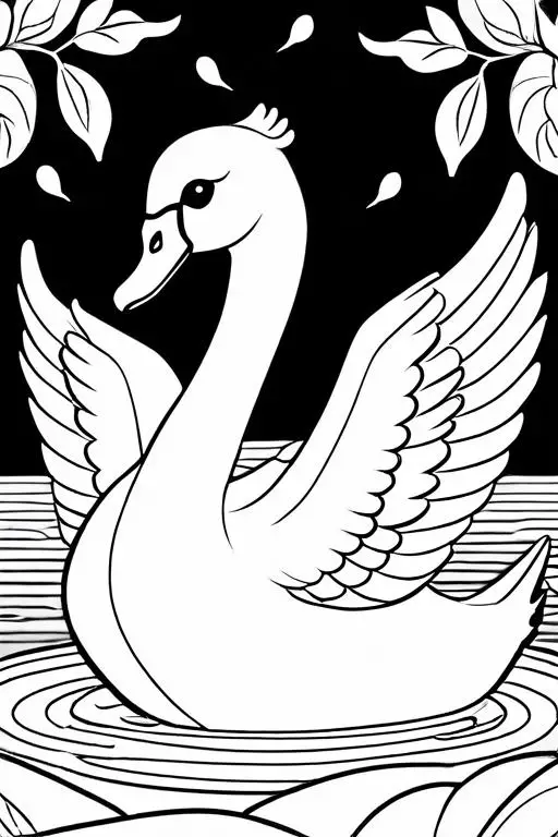 Swan Coloring Page 10 for Kids