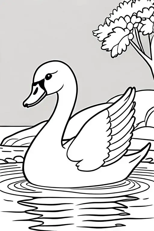 Swan Coloring Page 12 for Kids