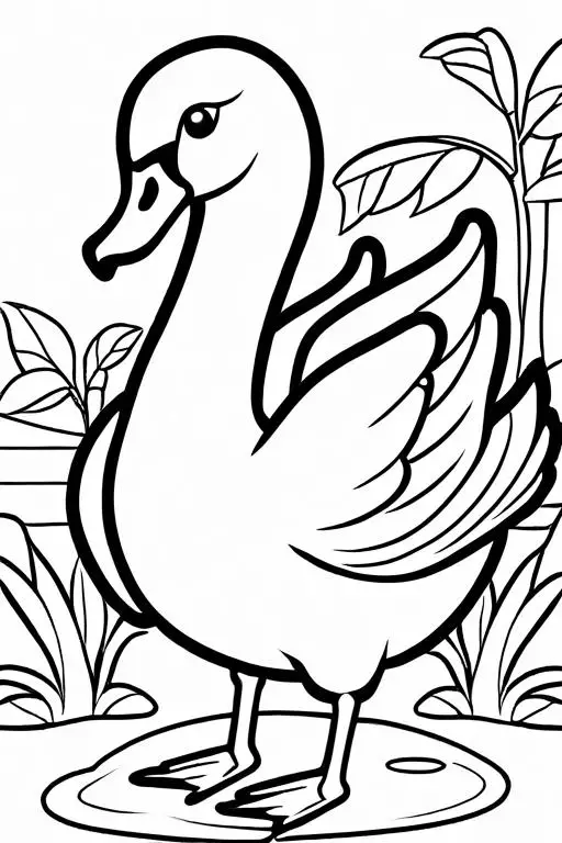 Swan Coloring Page 17 for Kids