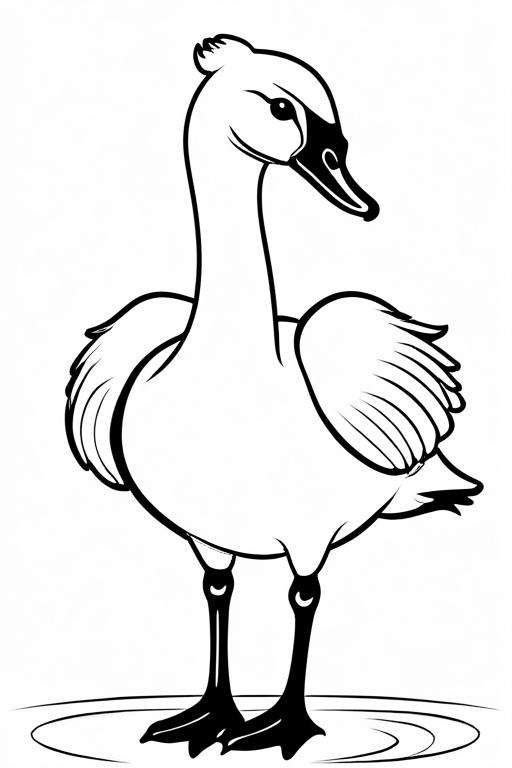 Swan Coloring Page 2 for Kids