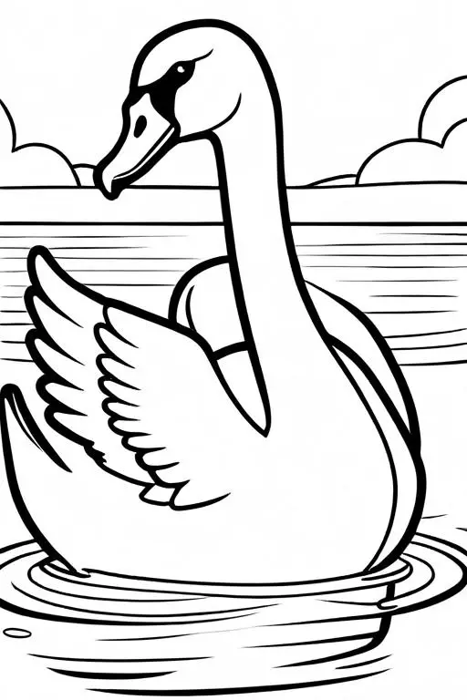 Swan Coloring Page 4 for Kids