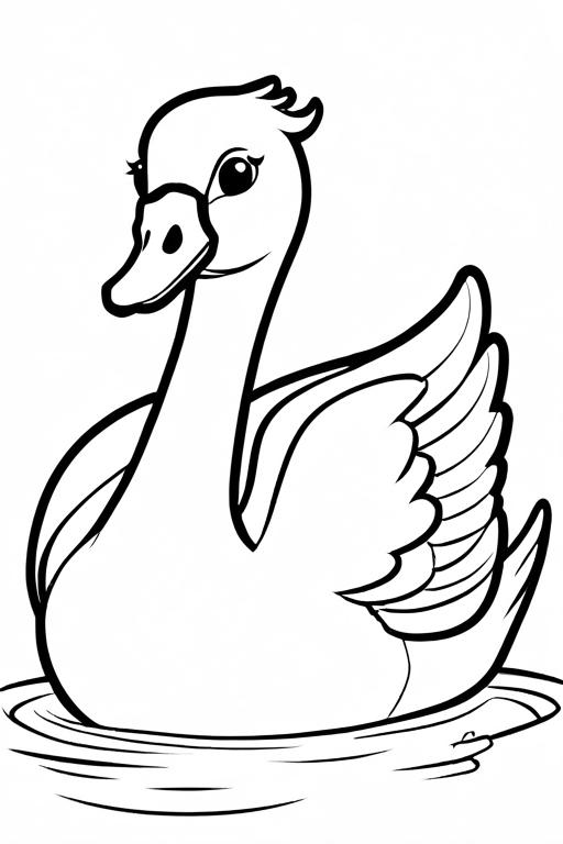 Swan Coloring Page 5 for Kids