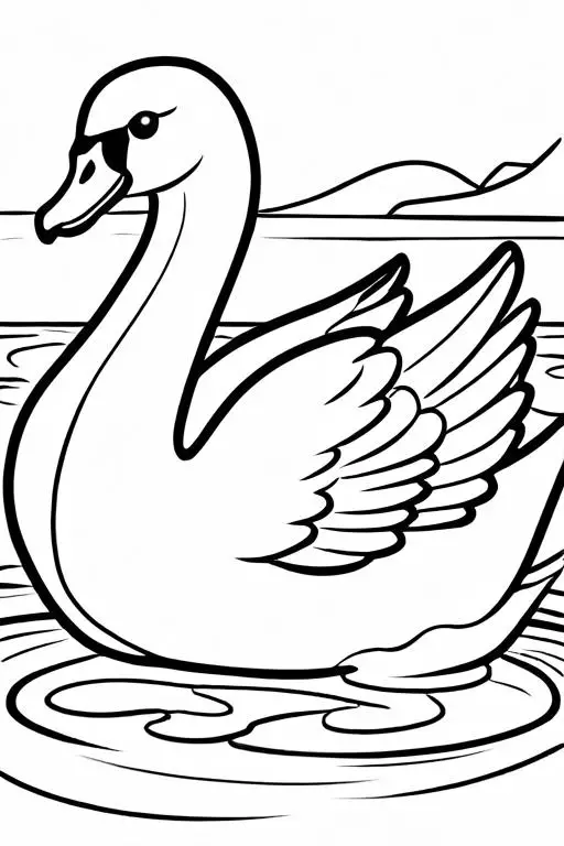 Swan Coloring Page 6 for Kids