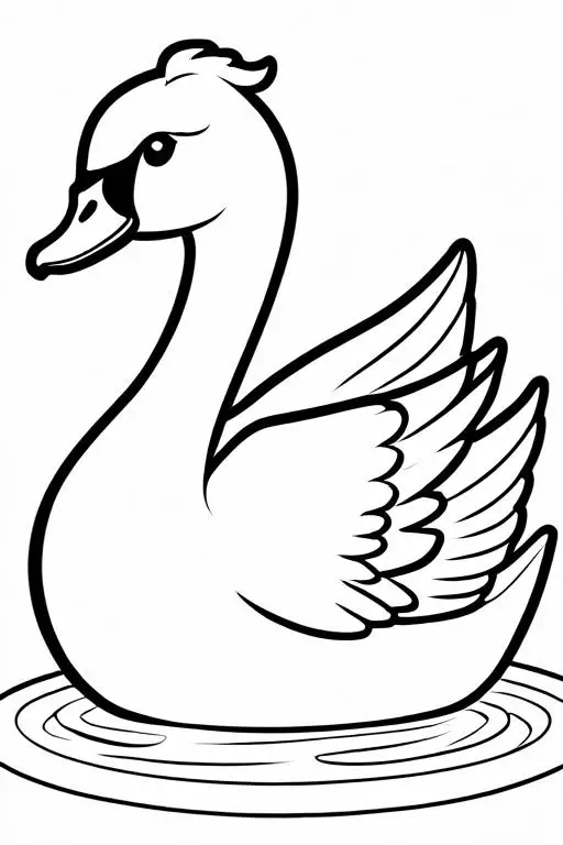 Swan Coloring Page 7 for Kids