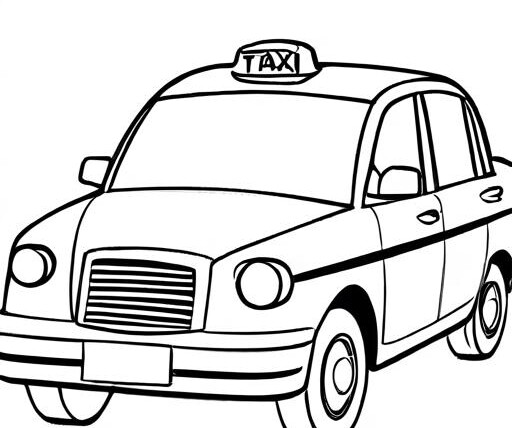 Taxi Coloring Page 1 for Kids