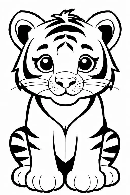 Tiger Coloring Page 1 for Kids