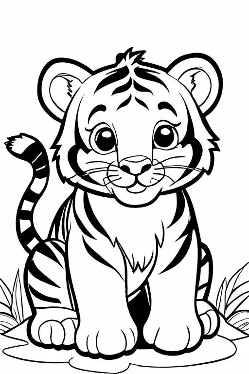 Tiger Coloring Page 2 for Kids