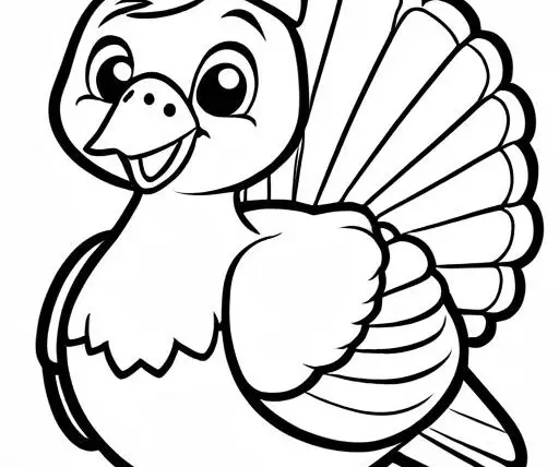 Turkey Coloring Page 1 for Kids