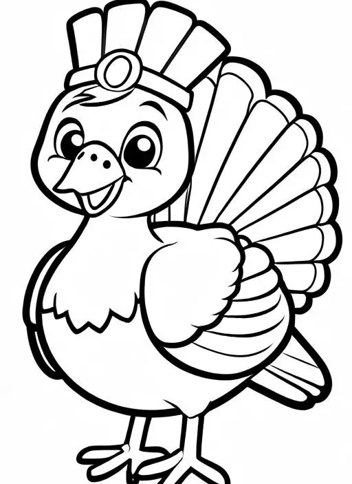 Turkey Coloring Page 1 for Kids