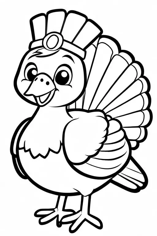 Turkey Coloring Page 1 for Kids